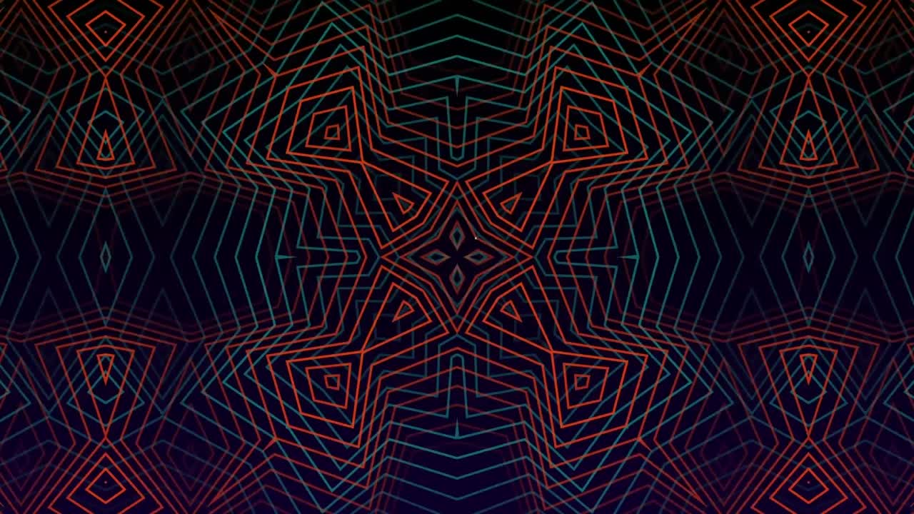 Animation of clock ticking over neon pattern on dark background