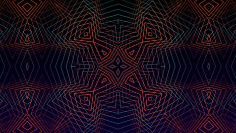 Animation-of-clock-ticking-over-neon-pattern-on-dark-background