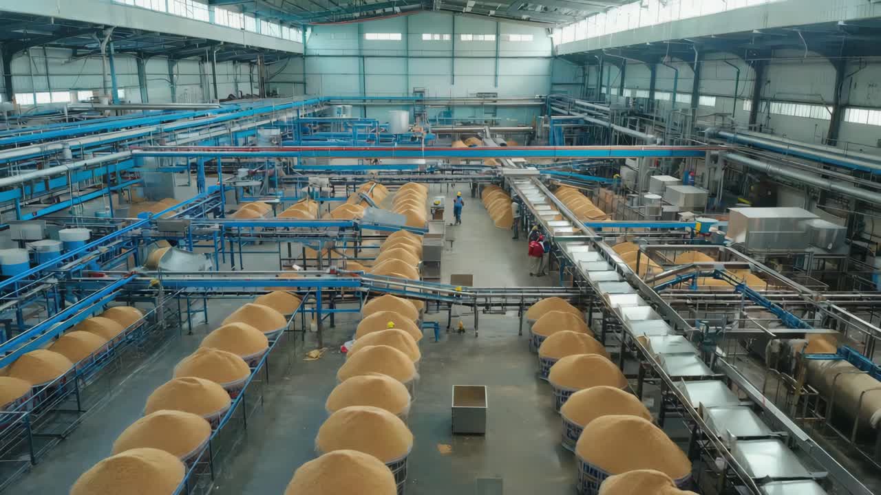 Interiør i fødevareforarbejdningsfabrik