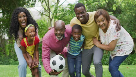 Animation-of-happy-african-american-family-having-fun-together-in-garden