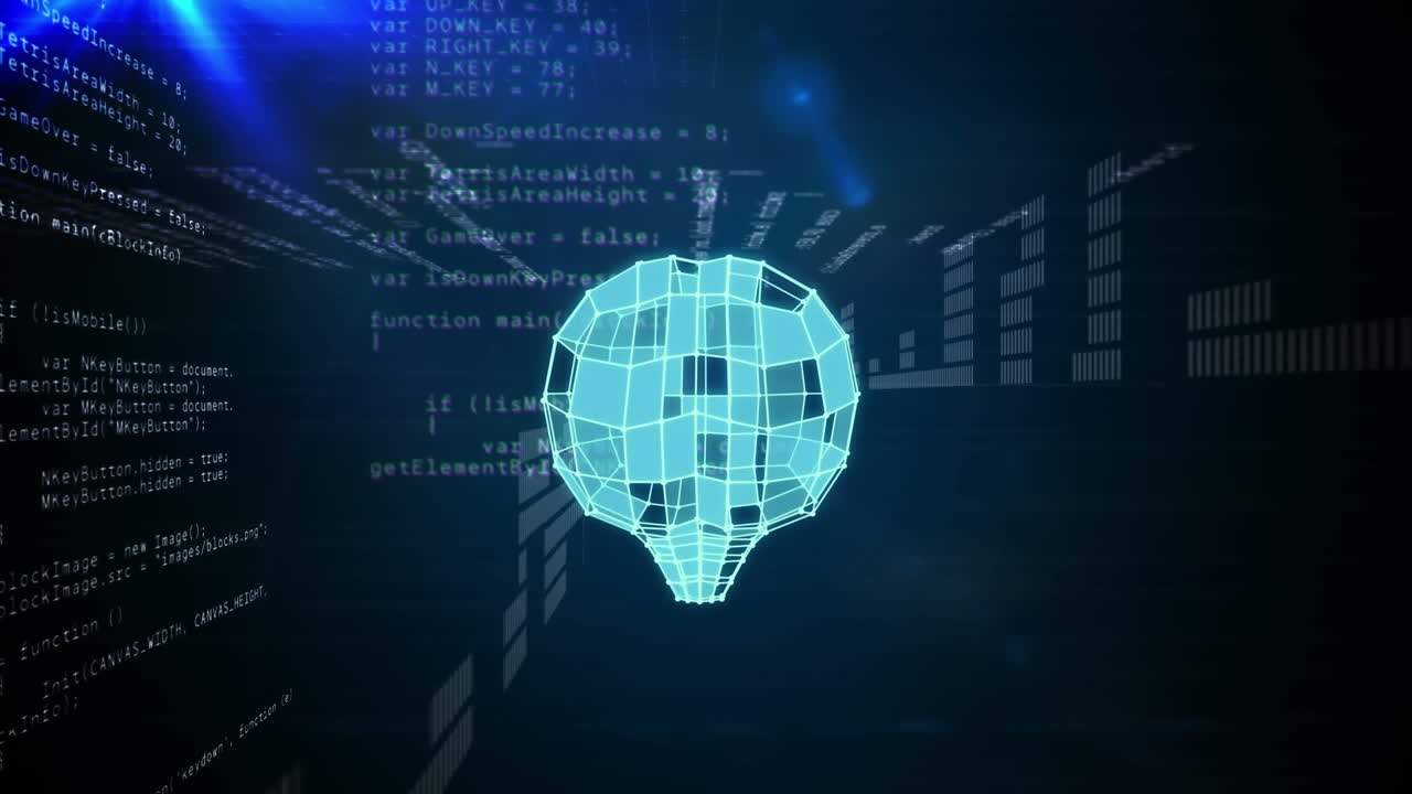 animación del procesamiento de datos sobre la cabeza humana