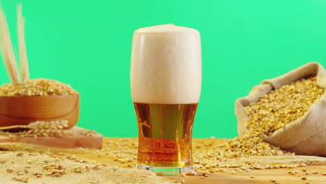 glass of beer with wheat and barley