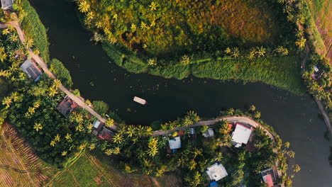 aerial view of kerala backwaters and village
