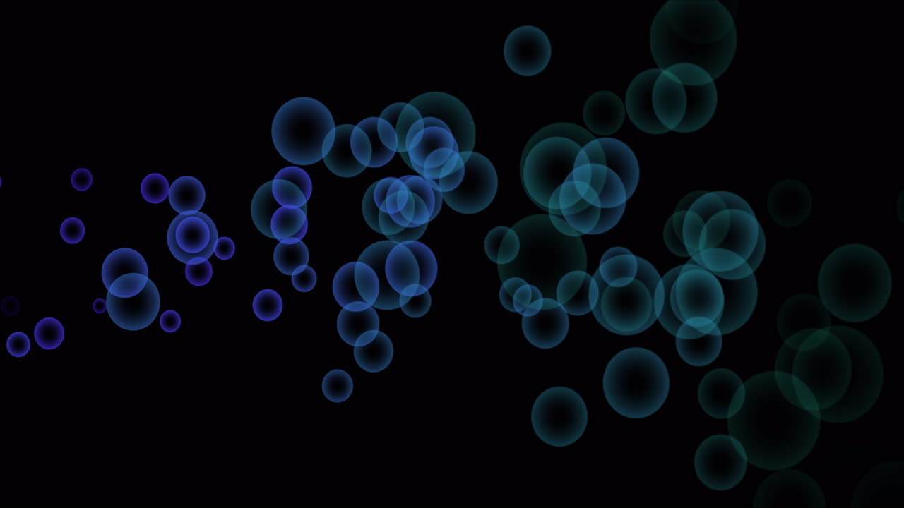 animación de burbujas azules sobre fondo negro
