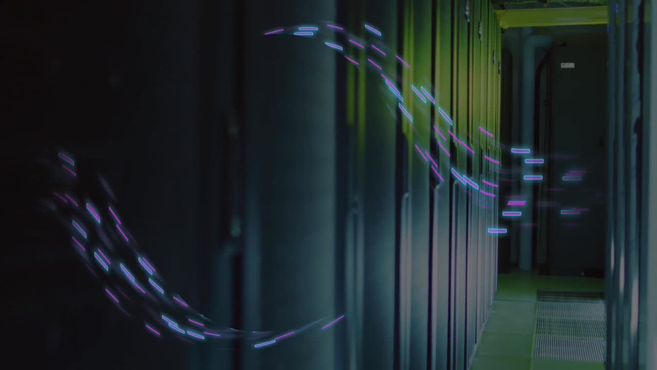 animación del procesamiento de datos a través de servidores informáticos