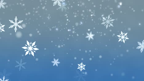 white snowflakes and stars in blue sky