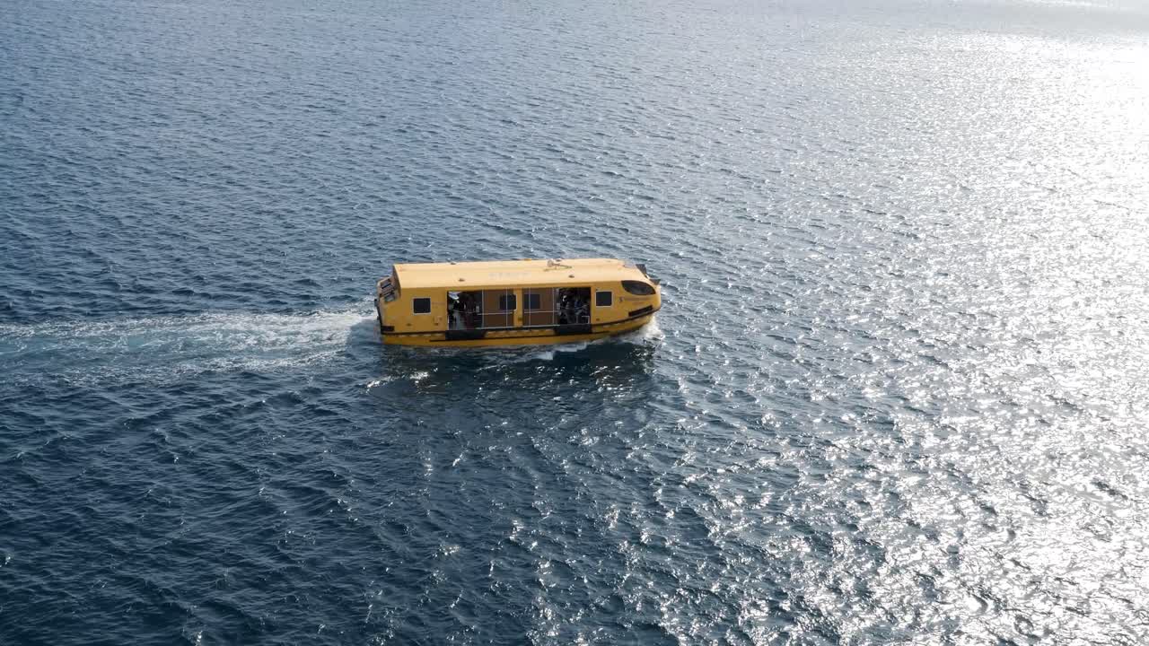 Lifeboat of a cruise ship bringing passengers to the Mystery Island, Vanuatu.