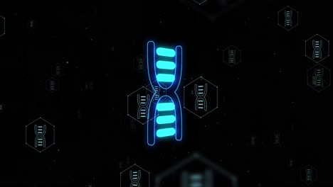 animación de iconos, cadena de adn sobre el procesamiento de datos