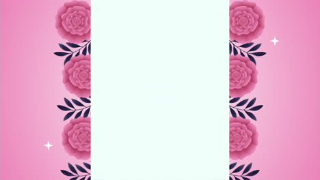 hermosas rosas rosas flores marco de jardín animación