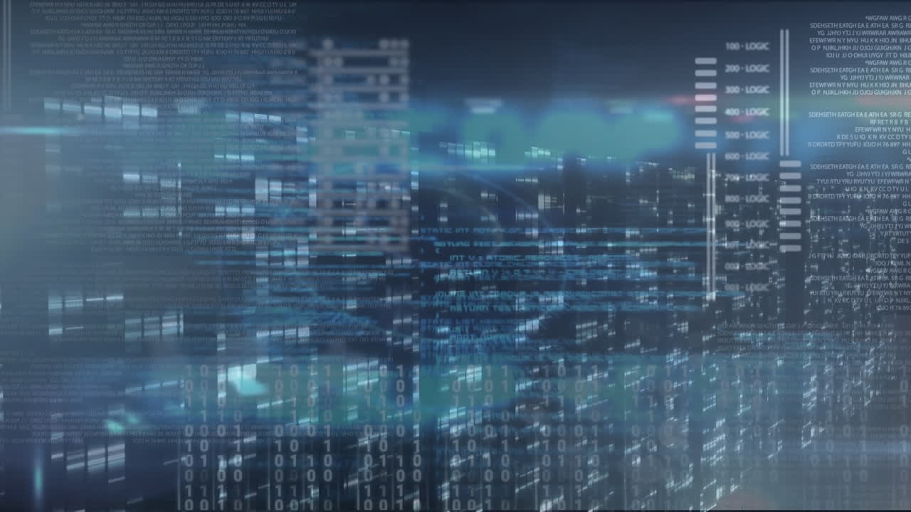 Animation of binary coding and data processing over computer servers