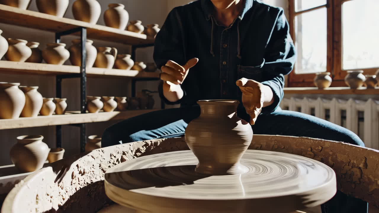 artista de cerámica en el trabajo