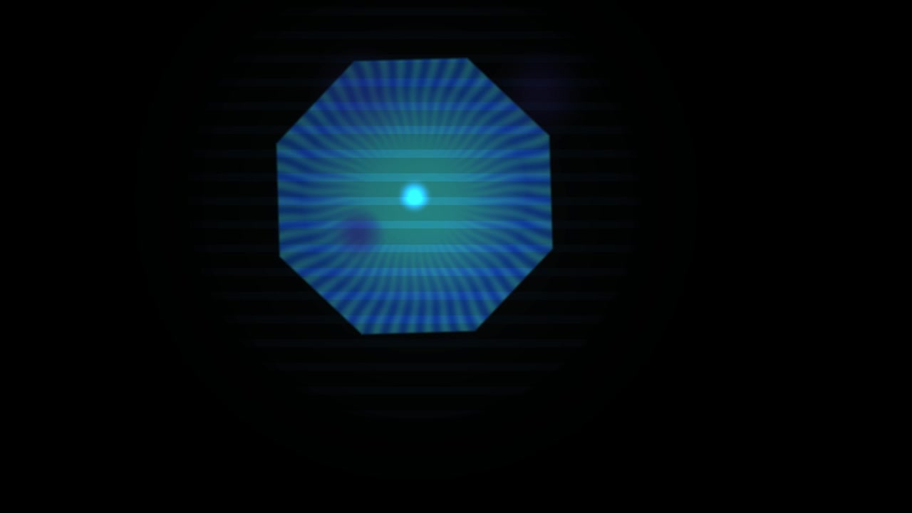 Futuristic Blue Octagon Shape with Pulsating Light Effect