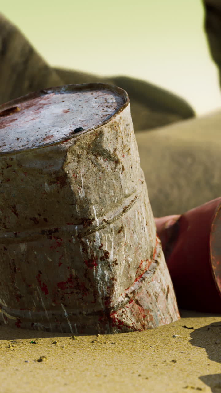 모래 해변 에 있는 녹말 한 배럴