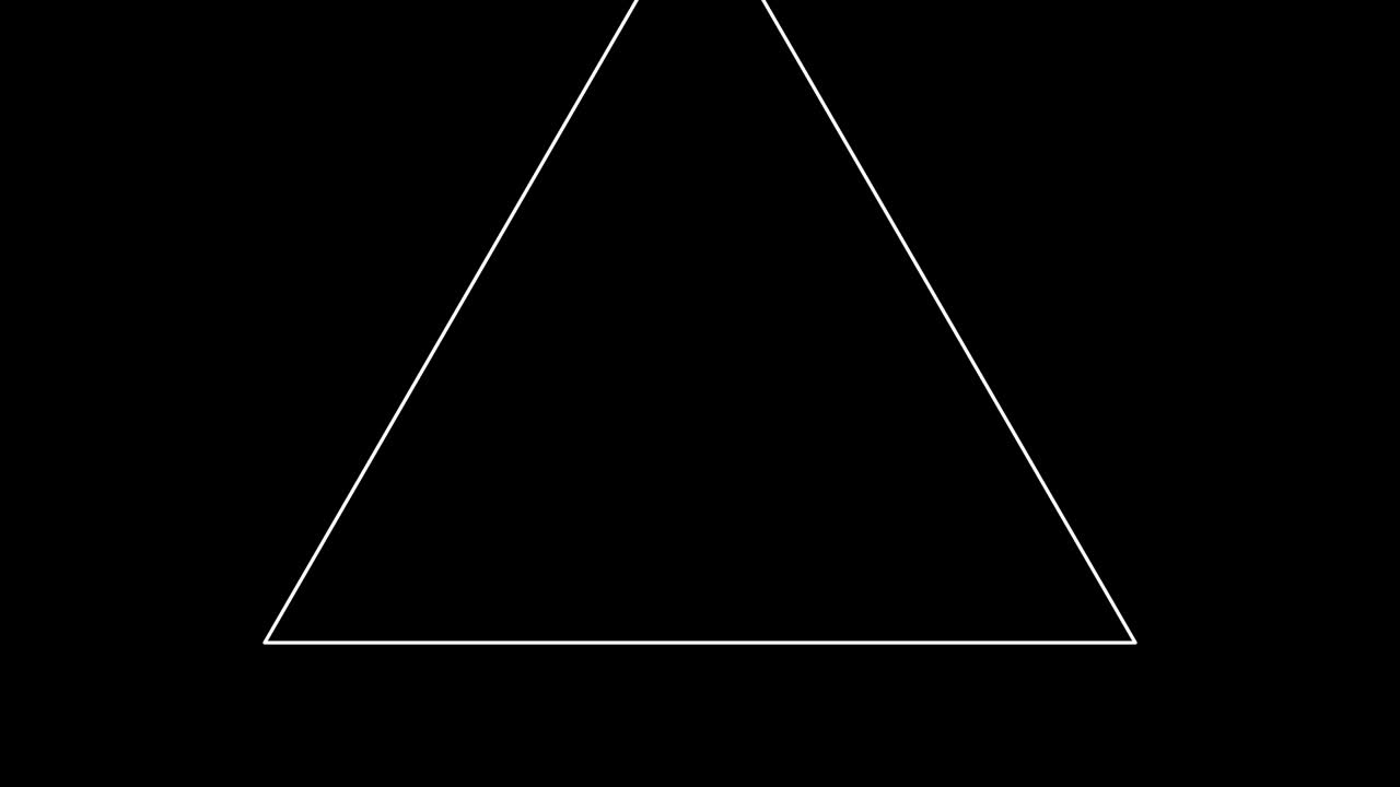 fondo negro y múltiples triángulos en movimiento, acercarse y alejarse repetidamente