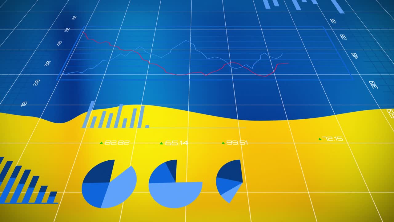 Animazione di grafici sulla bandiera dell'Ucraina