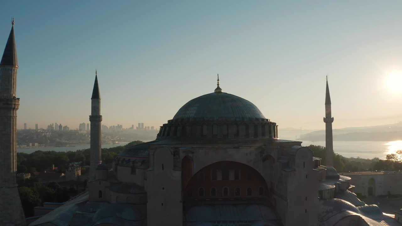 Aerial view of Hagia Sophia in Istanbul. 4K Footage in Turkey