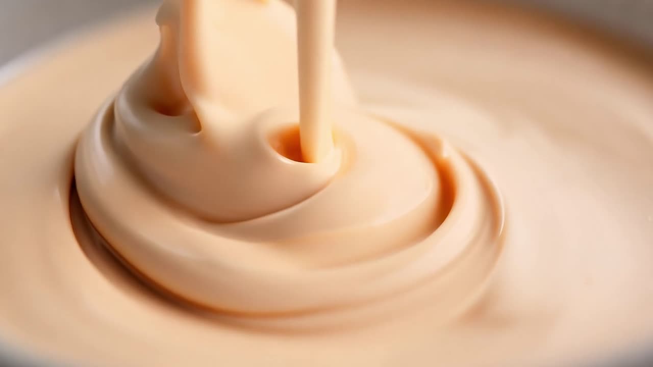 크림 같은 액체 가 그 에 여 있는 모습