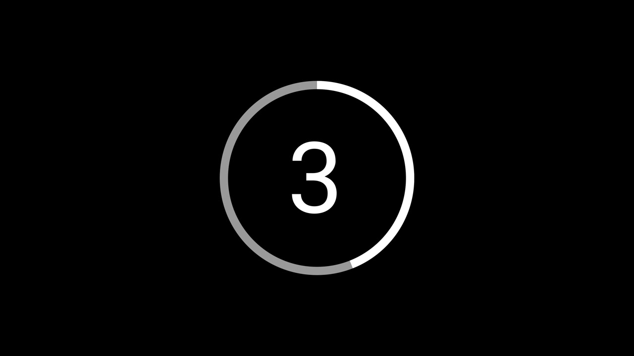 Timer conto alla rovescia digitale da cinque a zero con barra di avanzamento