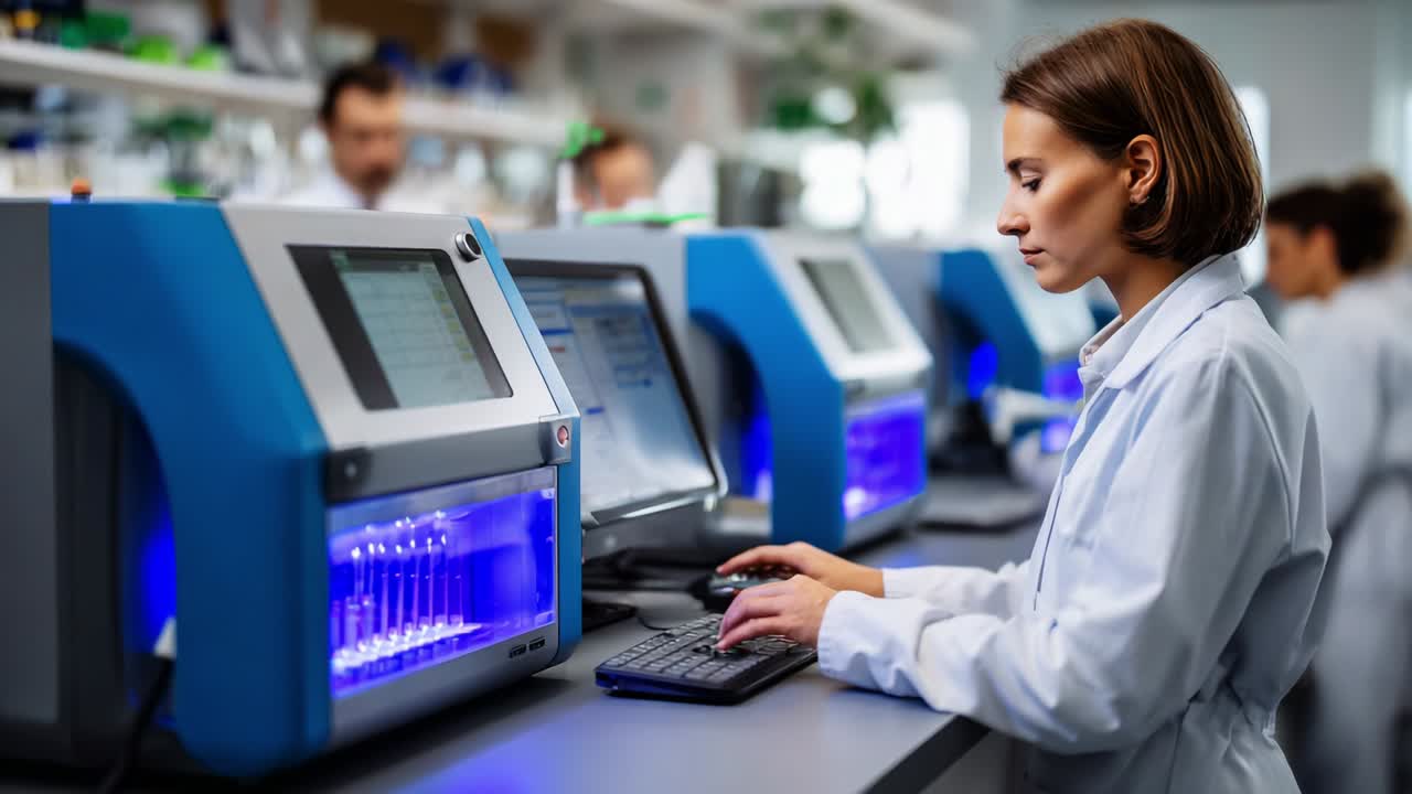 A Dedicated Scientist Conducts Research in a Modern Laboratory Setting, Focusing on Advanced Technology and Equipment to Analyze Samples and Produce Significant Findings in Scientific Studies