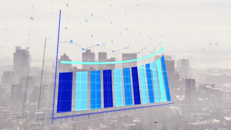 Animation-Der-Statistischen-Datenverarbeitung-Vor-Dem-Hintergrund-Einer-Luftaufnahme-Des-Stadtbildes