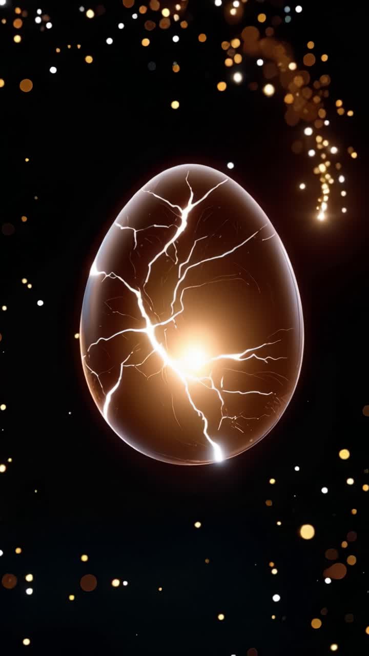 A stunning visual exploration of a glowing egg surrounded by radiant energy, symbolizing creation, transformation, and the burst of life in a cosmic setting