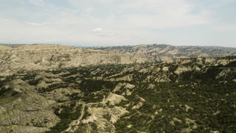 vashlovani nature reserve in georgia with eroded ravines and hills