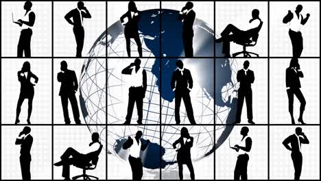 Animation-of-silhouettes-showing-business-concept