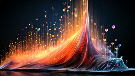 colorful wave pattern with vibrant dots representing sound dynamics