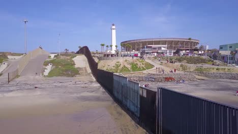 Good-aerial-of-the-US-Mexico-border-fence-in-the-Pacific-Ocean-between-San-Diego-and-Tijuana