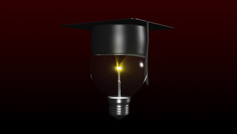 light bulb with a graduated hat on. concept of smart head