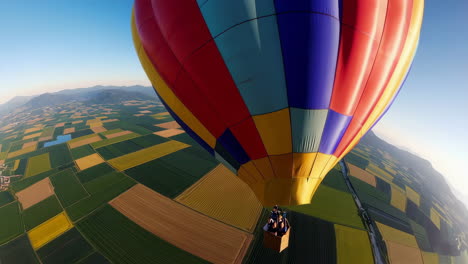 hot air balloon ride over farmland