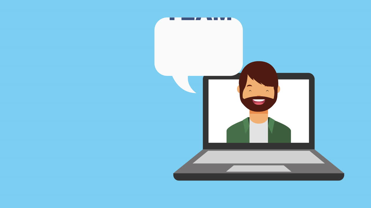 social media technology with man and laptop