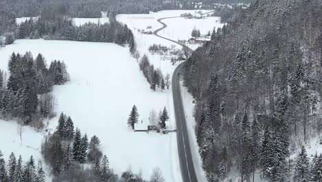 Flying-over-the-Sava-river-during-winter-in-Slovenia