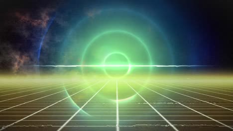 animation of glowing circles in blue and yellow space