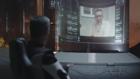 virtual medical consultation in a futuristic setting