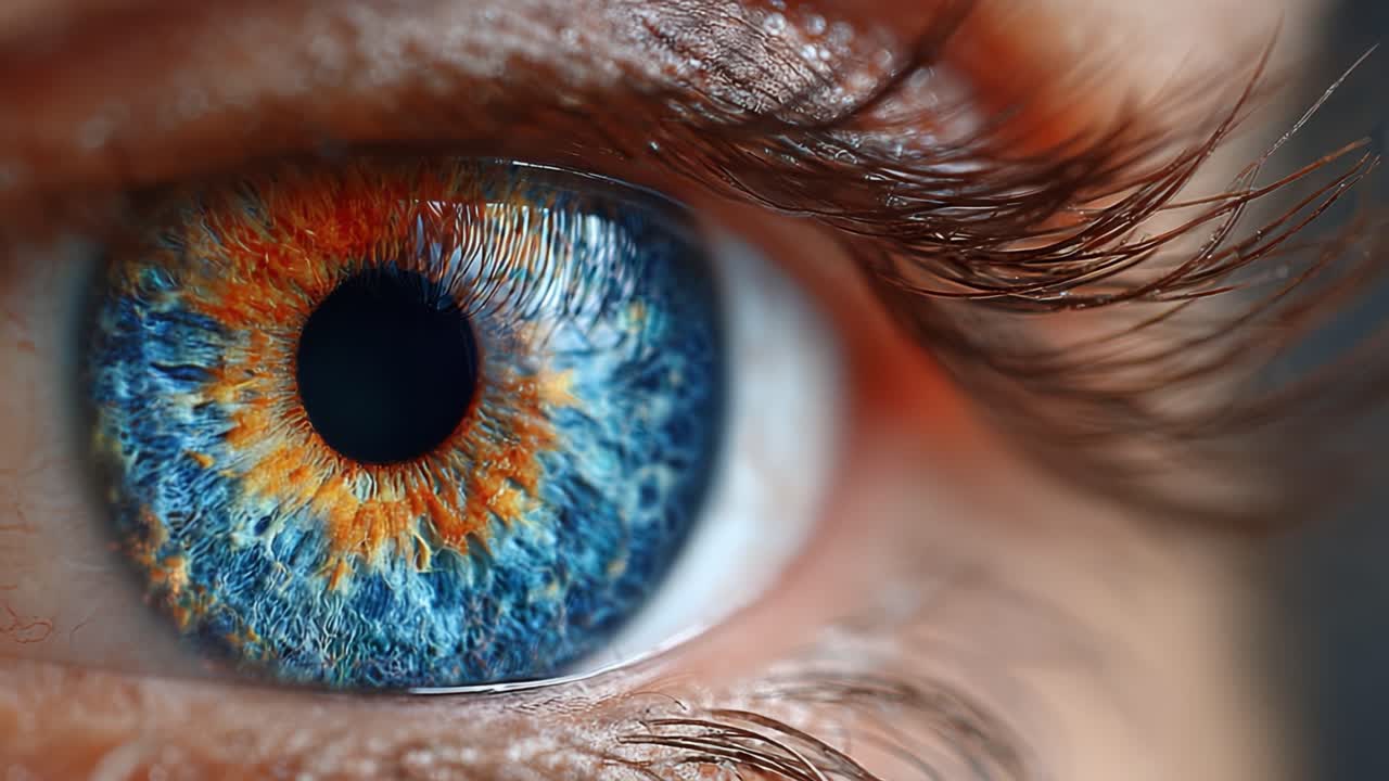 A Stunning Close-Up of a Colorful Human Eye Capturing Unique Patterns and Vibrant Hues, Showcasing Nature's Intricate Design and Remarkable Beauty
