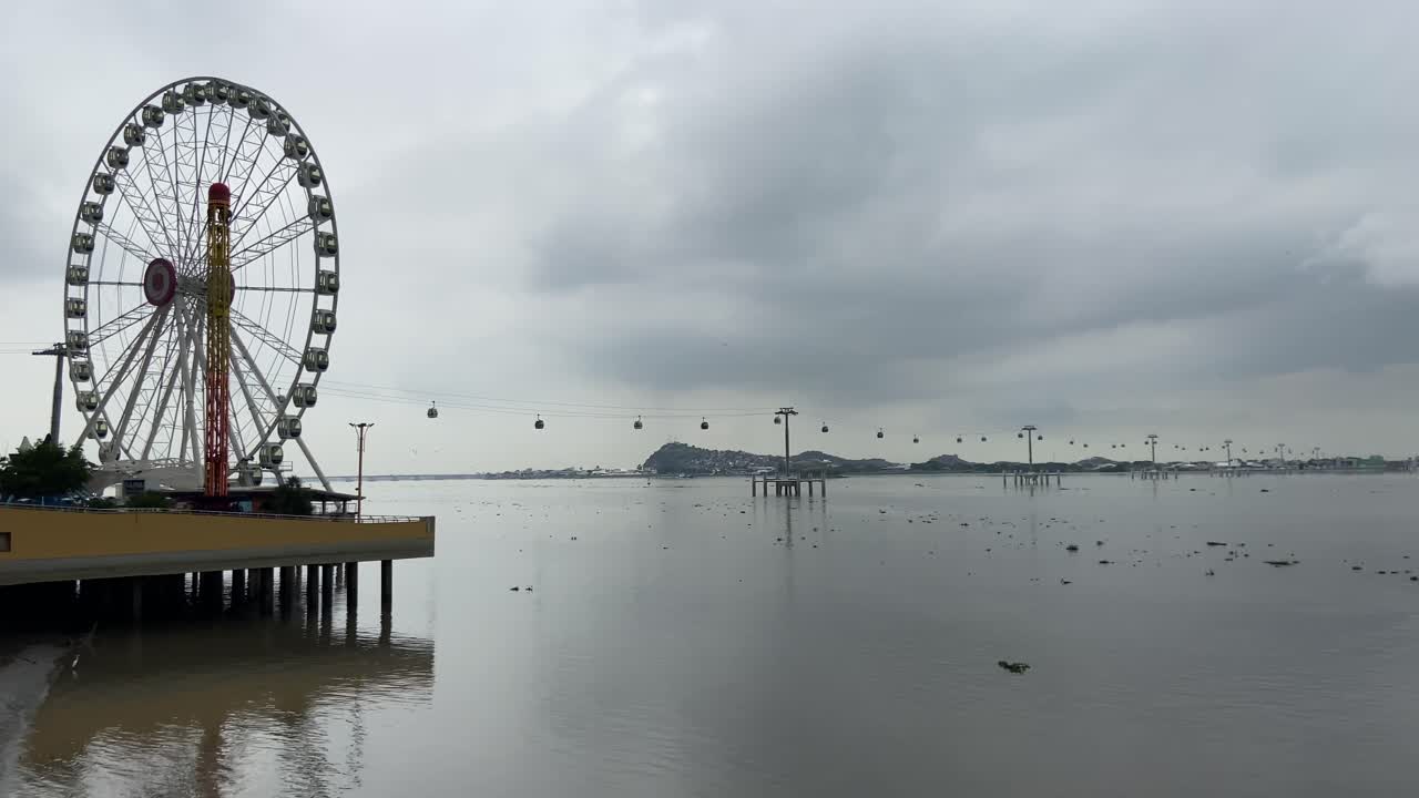 Guayaquil City in Ecuador pier La Perla Ferris wheel South America coast