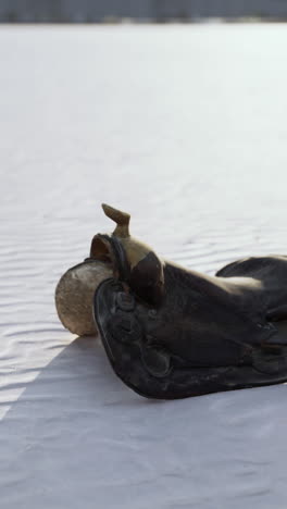 close up of an old leather saddle