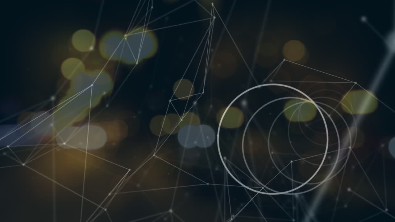 animación de la red de conexiones sobre luces brillantes sobre un fondo oscuro