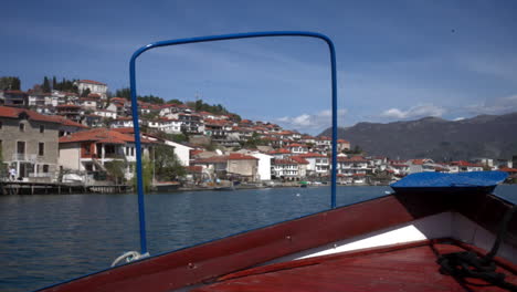 tourism boat on a sunny day, lake ohrid, north macedonia, albania