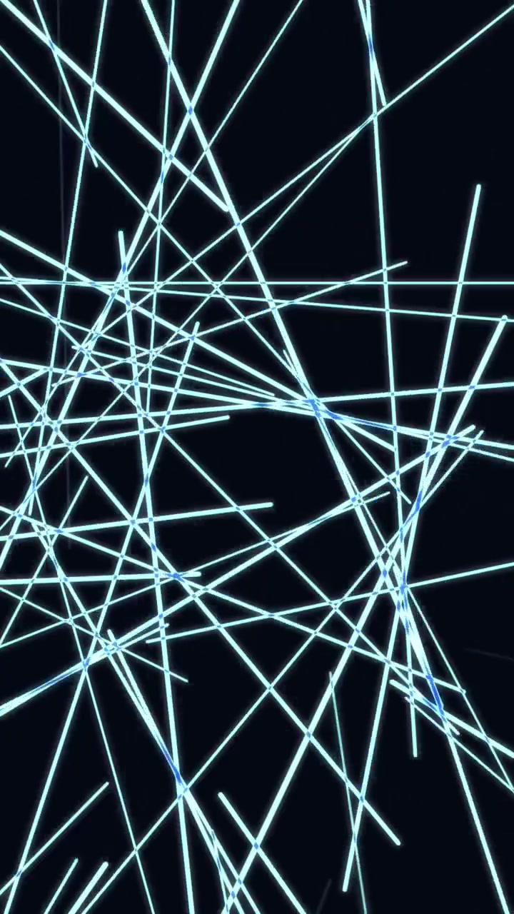 Vertical video of blue glowing intersecting speedlines forming chaotic vortex on black background