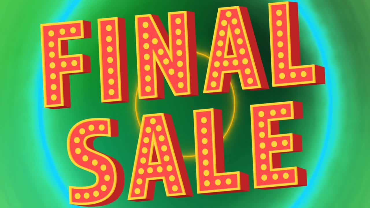 animación del texto final de la venta sobre círculos