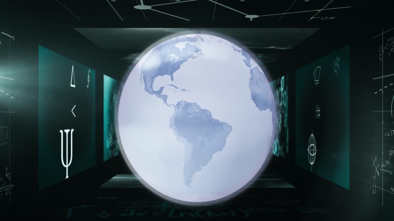 animación del globo sobre ecuaciones matemáticas