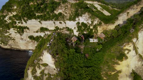 famosa casa del árbol en la cima del acantilado de atuh en la costa de nusa penida, bali