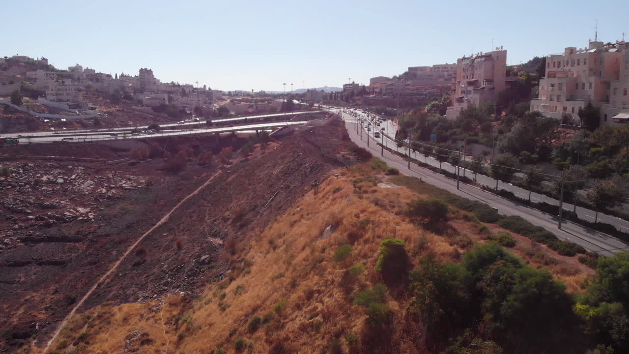 Vista aerea del traffico di Gerusalemme
