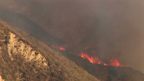 Long-Shot-Of-Wildfires-Burning-On-A-Hillside-In-Southern-California