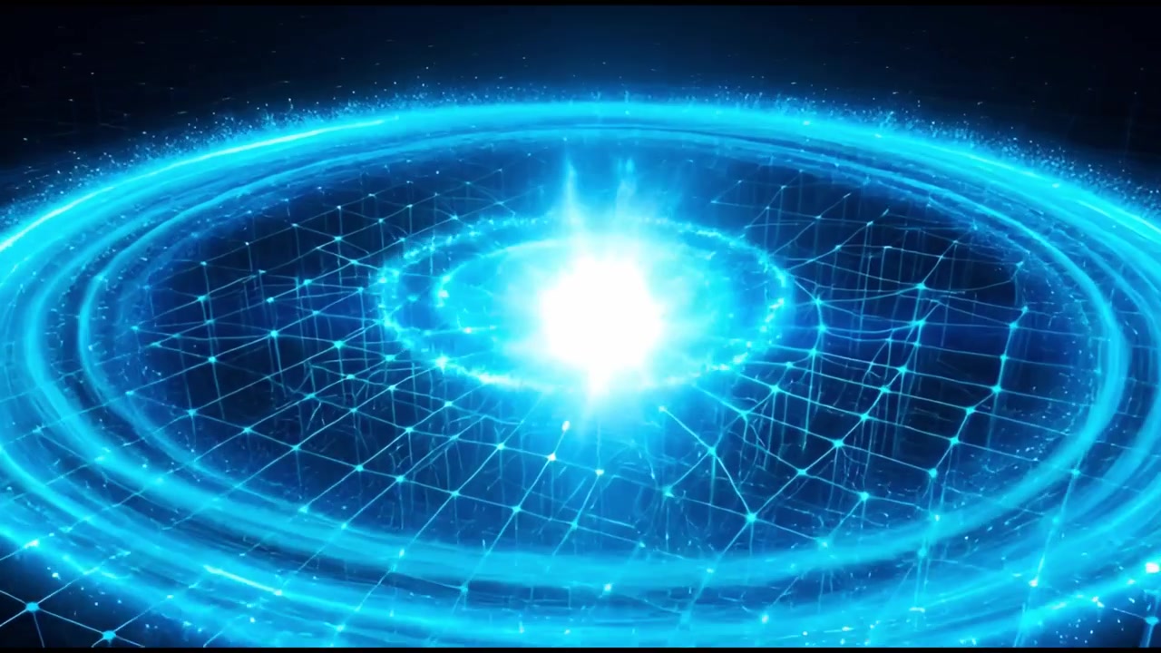 Abstract Blue Light Expanding on Futuristic Grid Network
