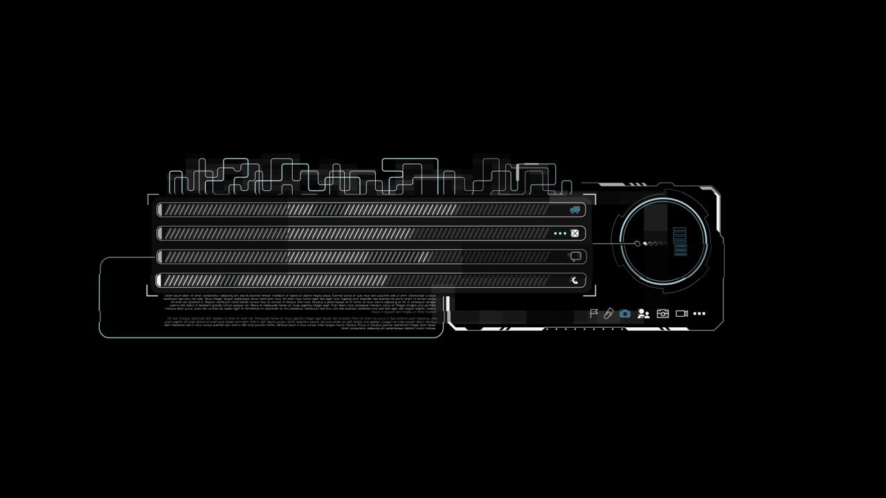 Futuristic HUD Interface with Digital Data and Loading Bars