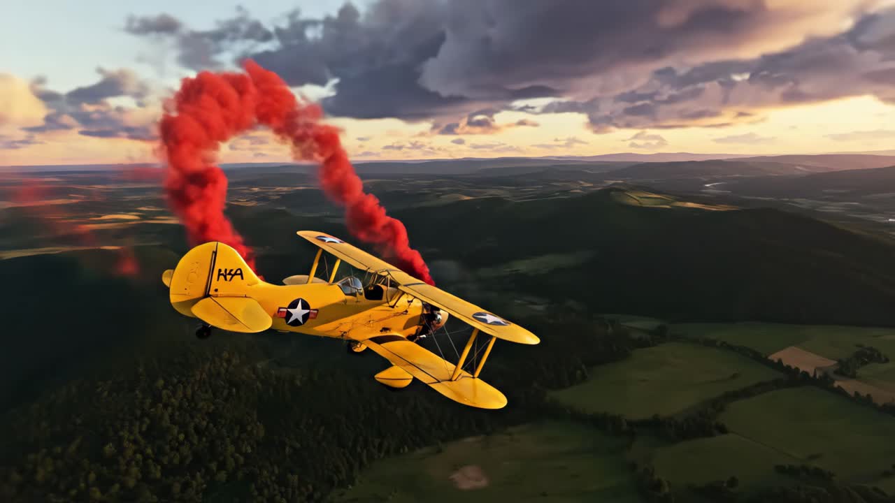 Biplane Aerobatics at Sunset