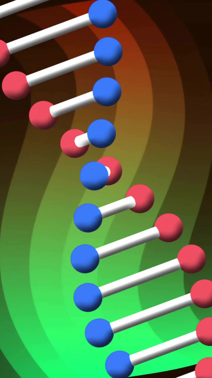 Animation af glødende lysspor over roterende DNA-streng